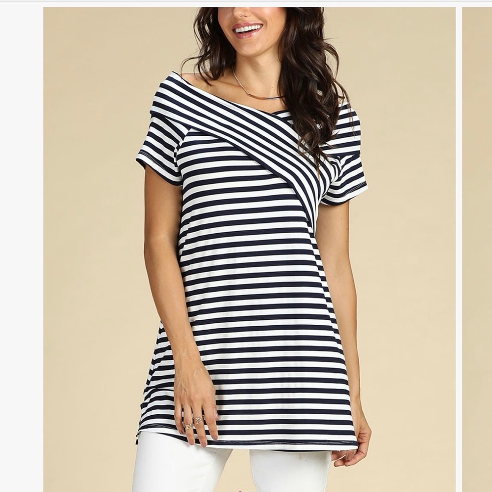 Navy and White Top